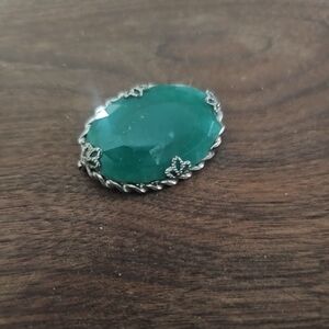 Vintage Green Glass Brooch